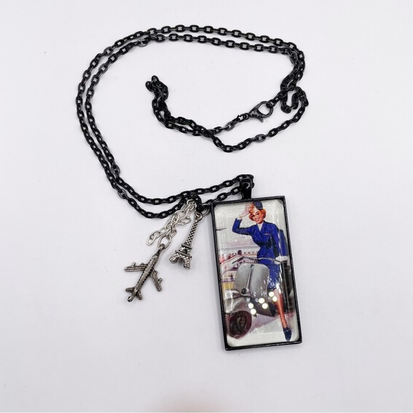 Come Fly With Me Flight Attendant Travel Charm Fashion Necklace - Picture 3 of 8